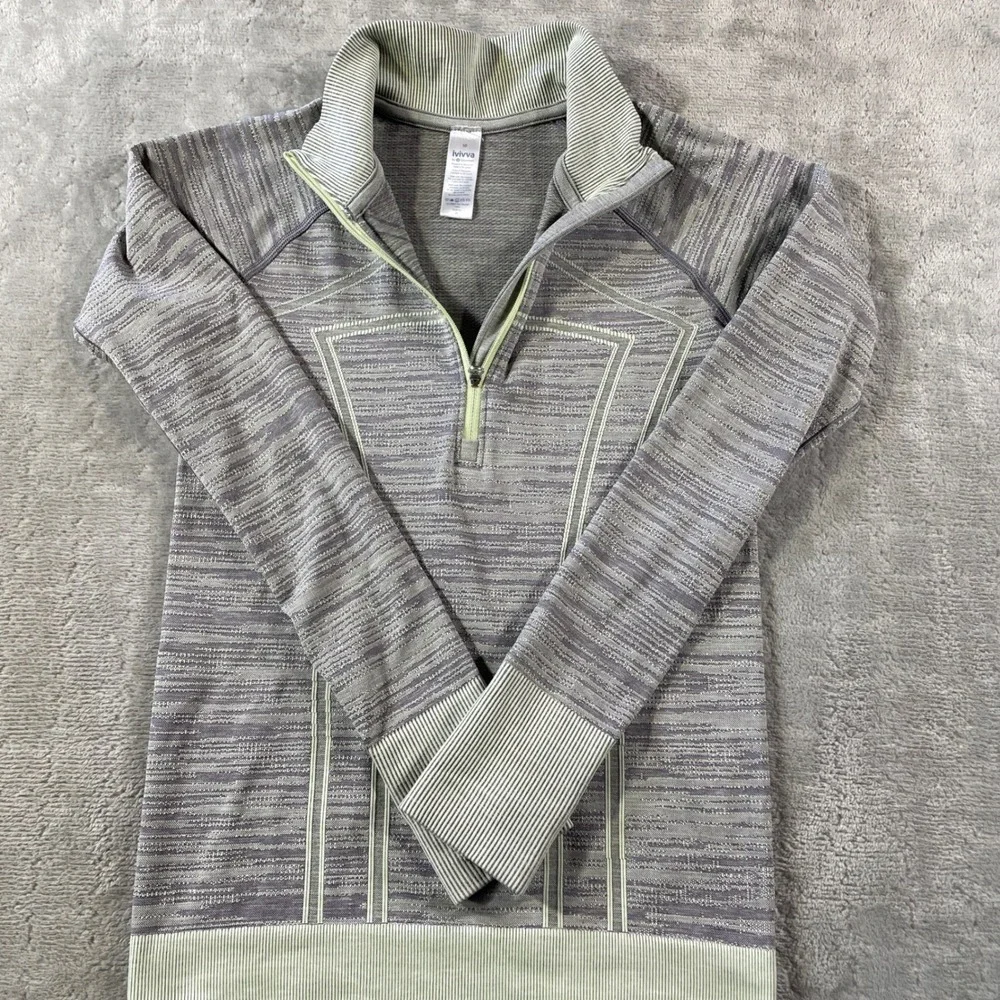 Ivivva Lululemon Pullover Top Girls Size 10 Gray Quarter Zip Athletic Activewear